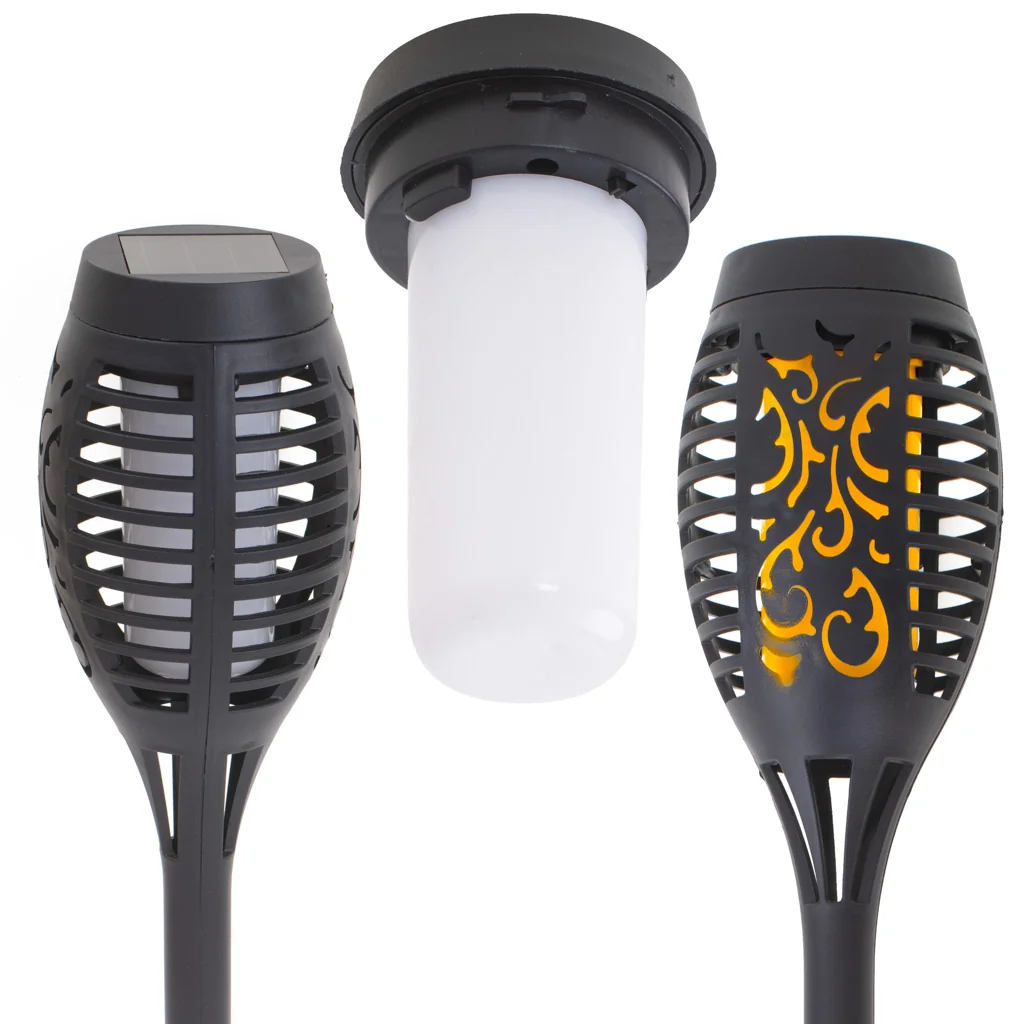 Solárne záhradné lampy 4 ks – LED baterky 12 LED, osvetlenie chodníkov a altánkov