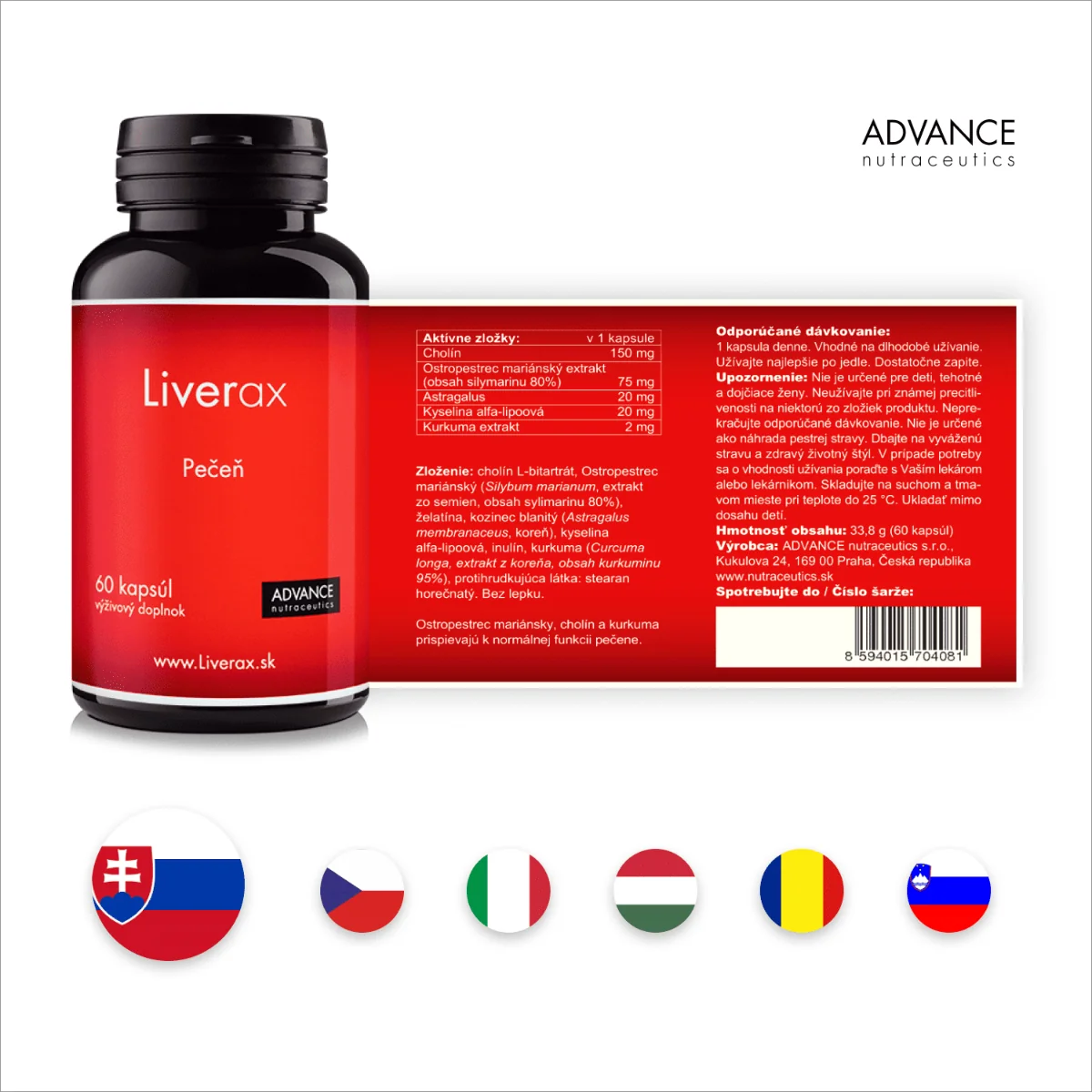 ADVANCE Liverax 60 kapsúl - pečeň 1×60 cps, výživový doplnok