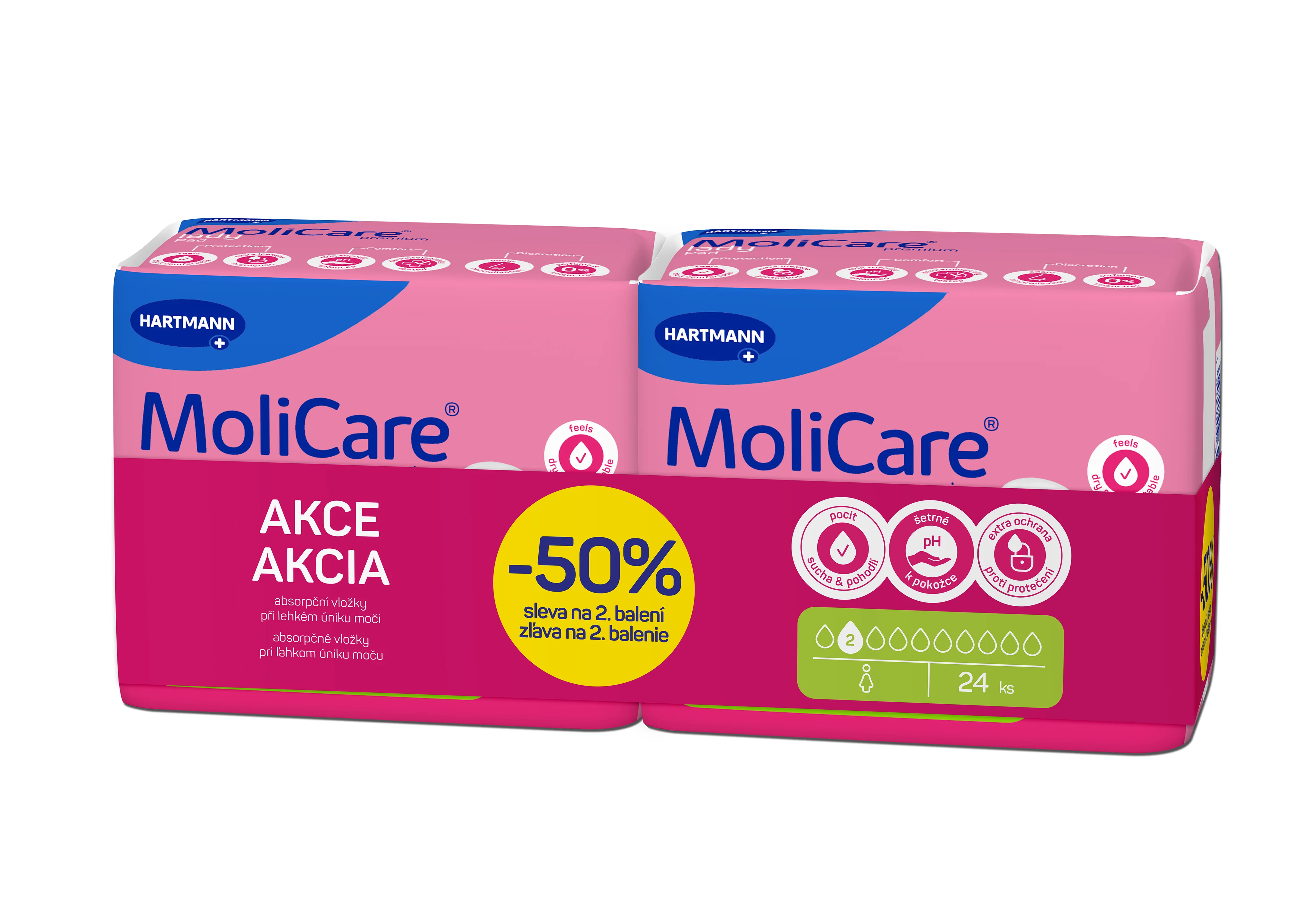 MoliCare Premium lady pad 2 kvapky DUOPACK (inkontinenčné vložky (zľava -50% na 2. balenie)) 2 x 12 ks
