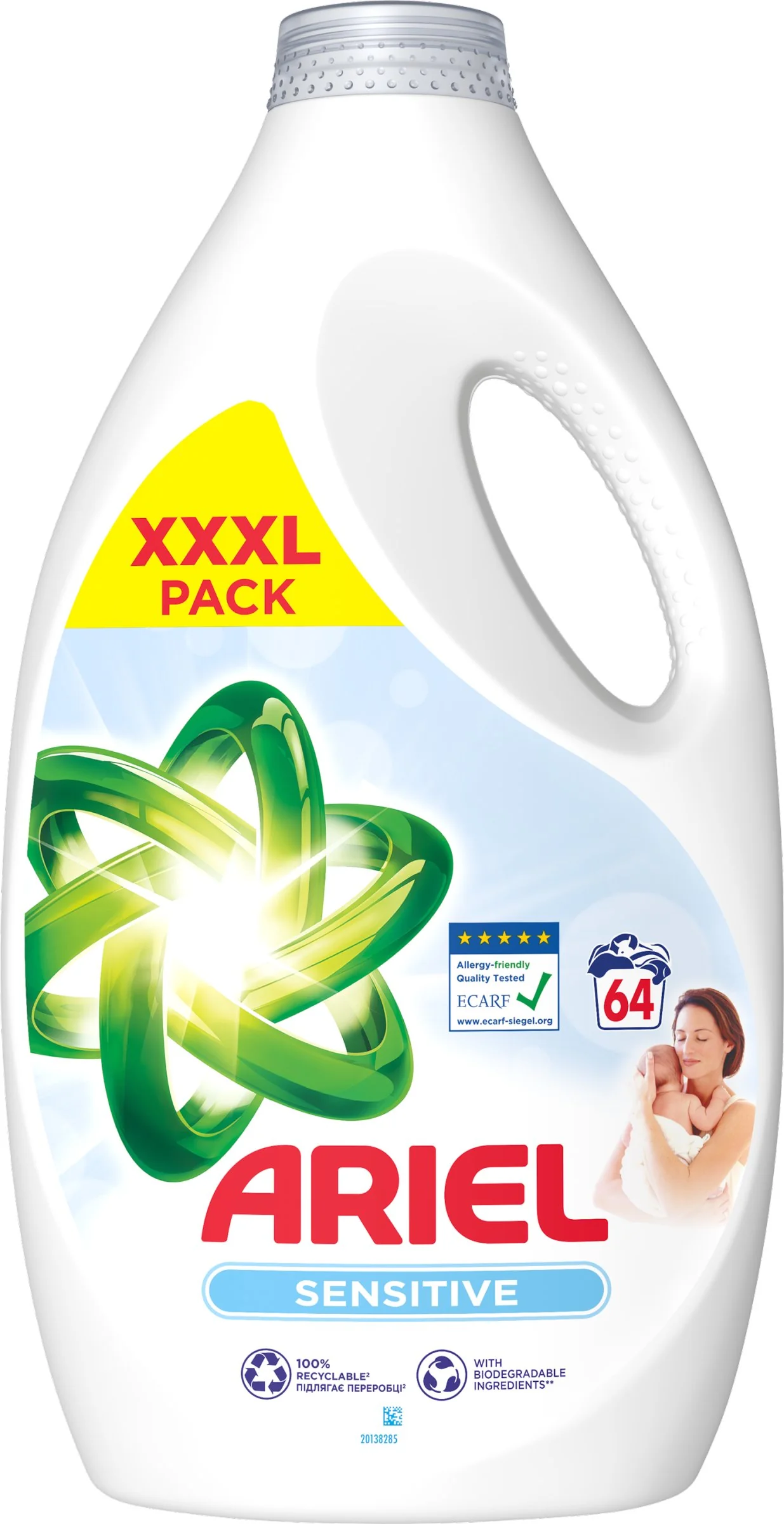 Ariel gel 3.2l / 64PD Sensitive baby 1×3,2 l, tekutý prací prostriedok