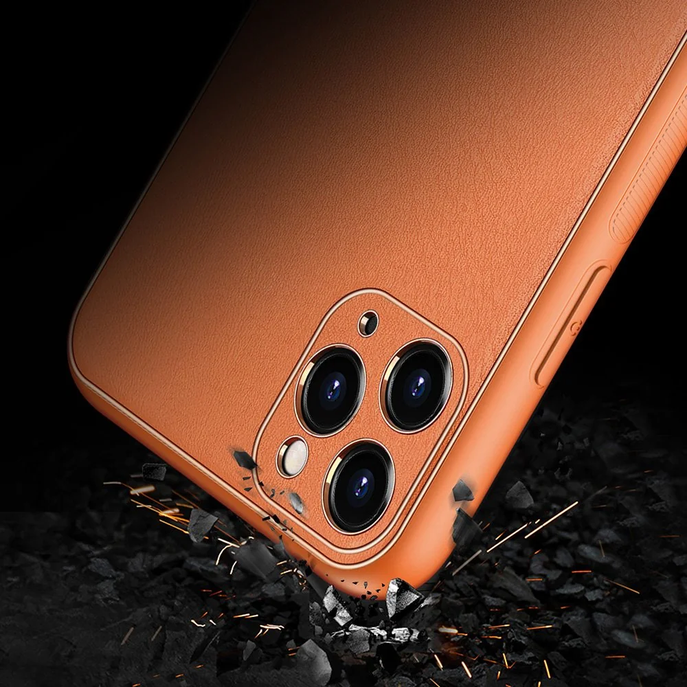 DUX DUCIS Yolo kožený kryt na iPhone 11 Pro Max, oranžový