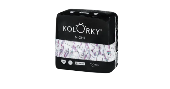 KOLORKY NIGHT - L (8-13 kg) 1×19 ks, nočné jednorázové ekoplienky