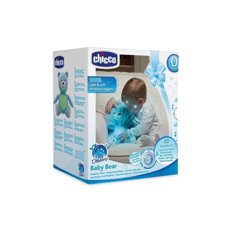 Medvedík uspávačik s projektorom a hudbou Baby Bear First Dreams - modrá 0m+