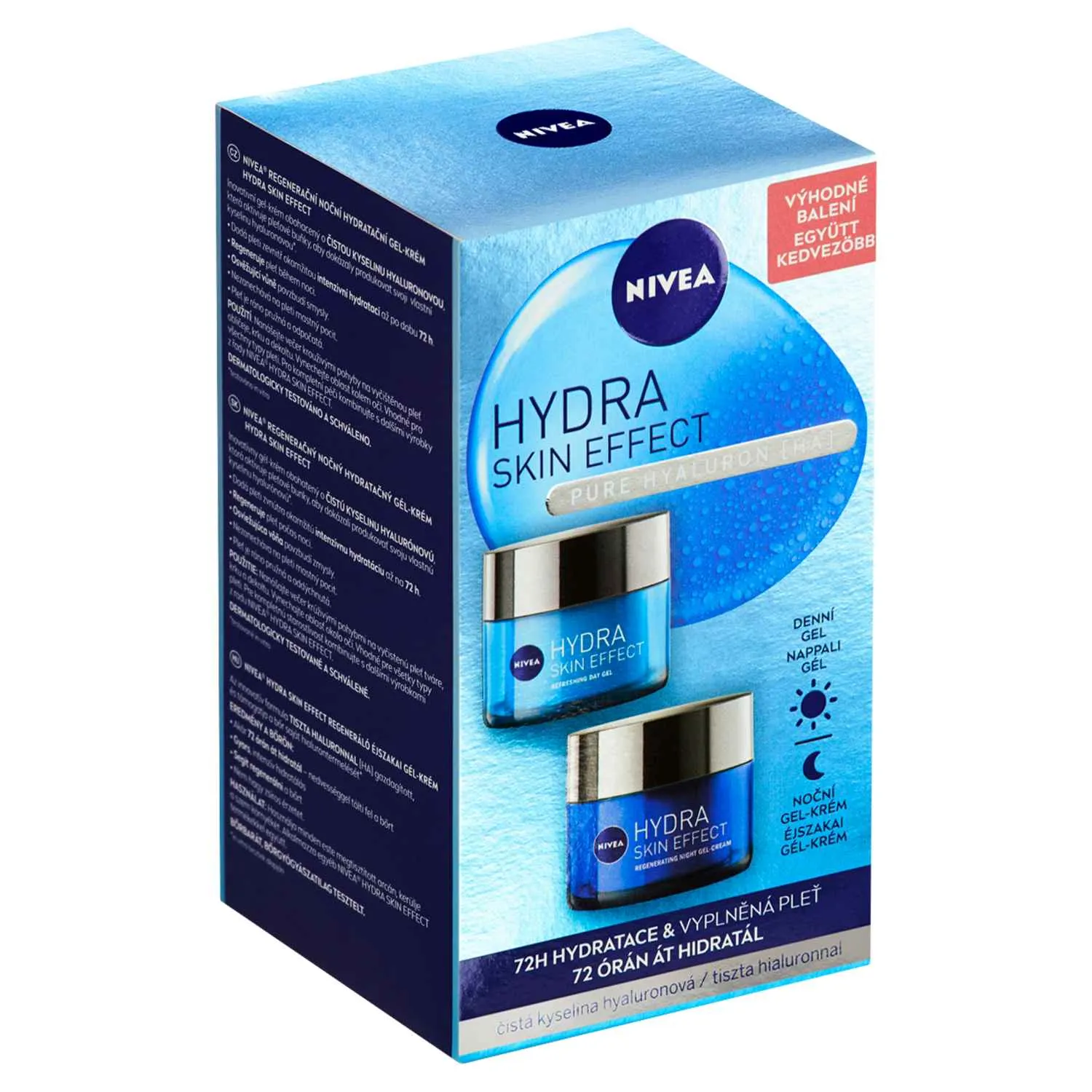 Nivea Hydratačný denný + nočný gél Hydra Skin Effect 2x50ml 1×2x50ml, hydratačný krém