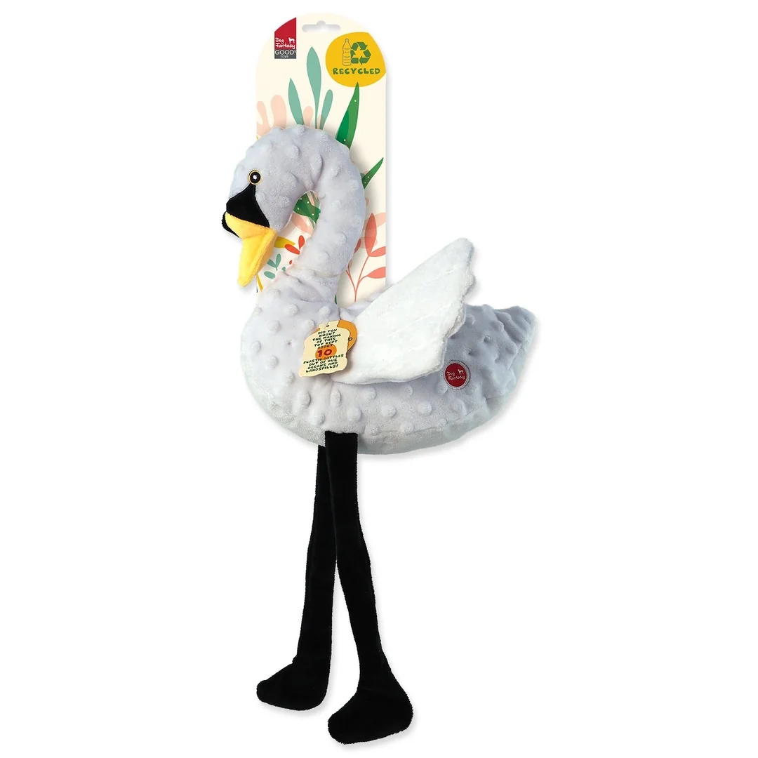 Hračka Dog Fantasy Recycled Toy labuť pískacia so šuštiacimi krídlami 49cm