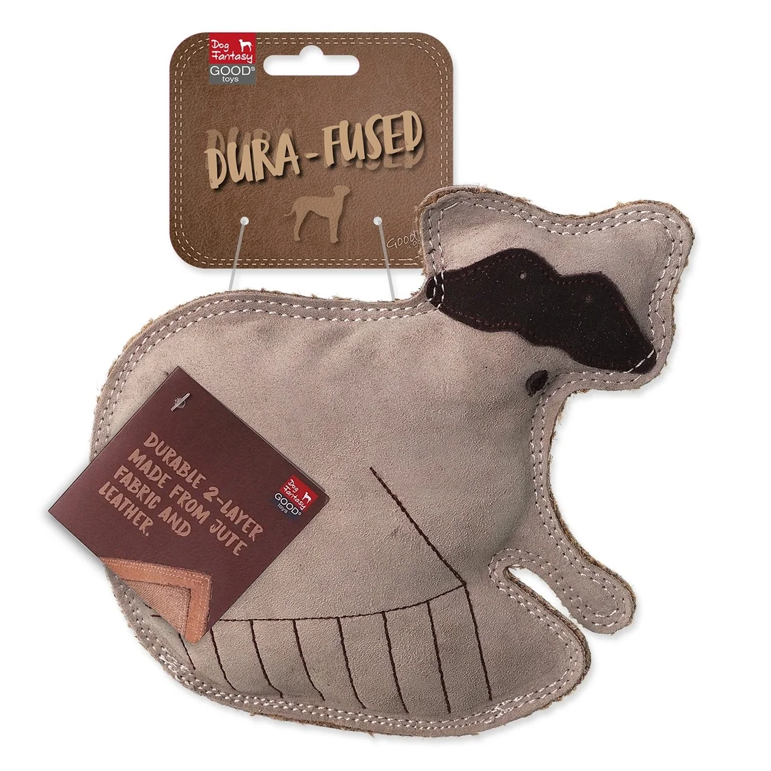 Hračka Dog Fantasy Dura-fused medvedík čistotný pískací, koža a juta 18,5cm