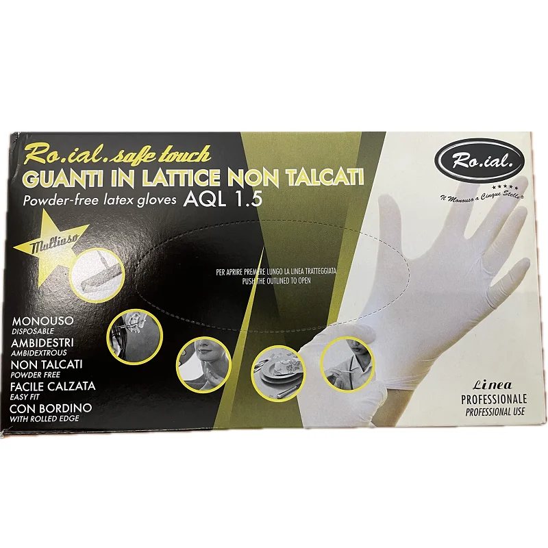2 ks Ro.ial Latexové rukavice nepudrované Large Latex 100ks.