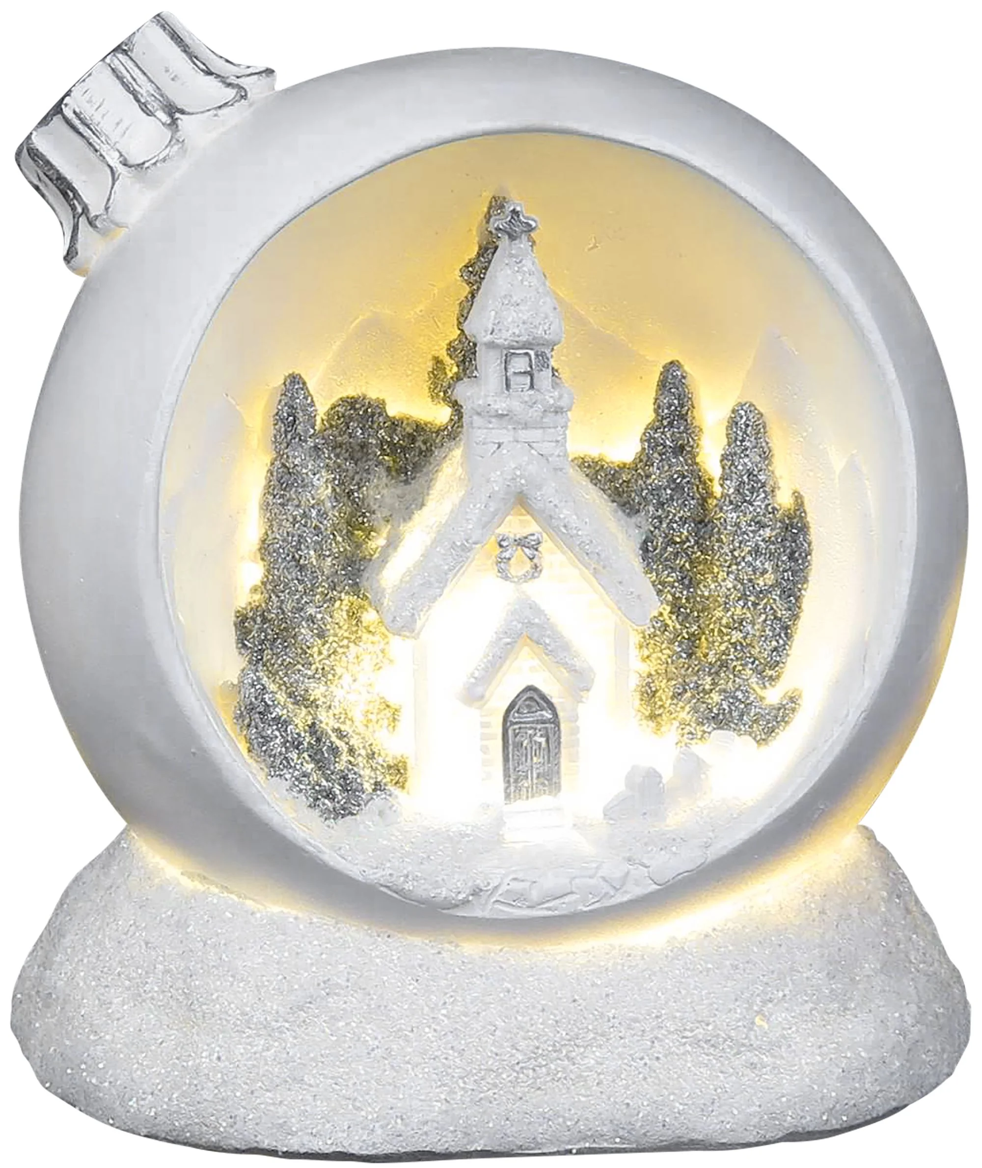 MagicHome vianočná LED guľa, balenie 6 ks Teplá biela, polyresin, 2xAAA, interiér, 10,50x9x11 cm, sellbox