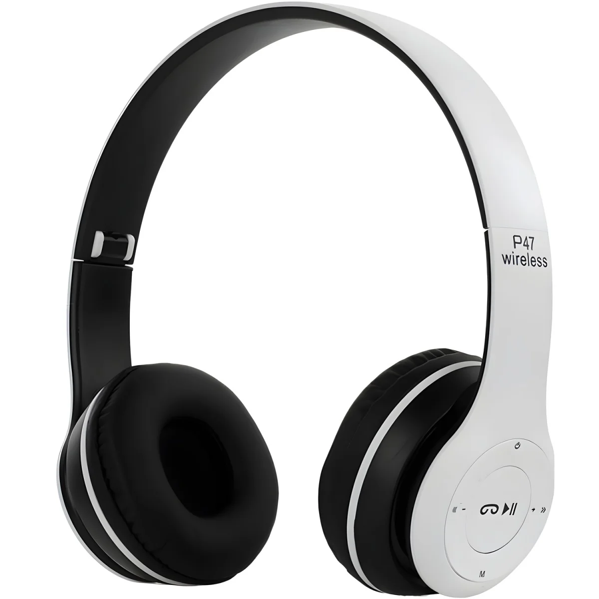Bezdrôtové slúchadlá P47 s Bluetooth, FM rádiom a slotom na microSD, biela