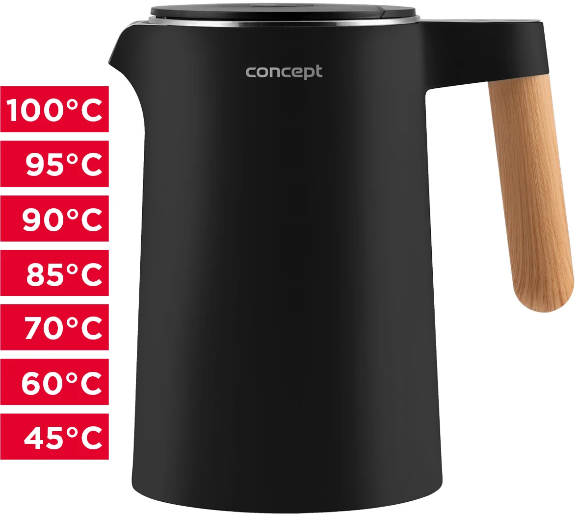 RK3301 Rýchlovarná kanvica nerezová 1,5 l Salt & Pepper čierna 1×1 ks, rýchlovarná kanvica