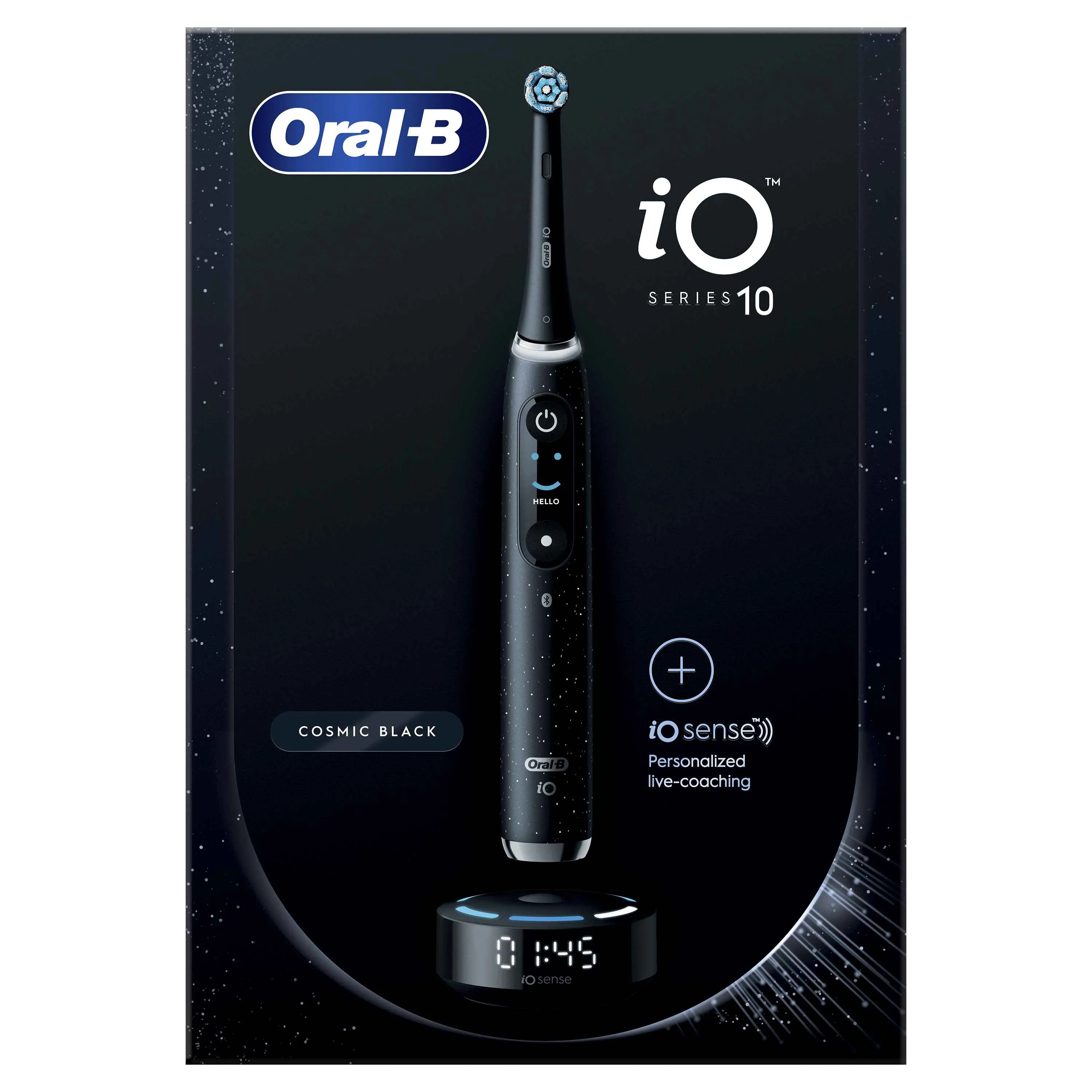 Oral B iO Series 10 Black + držiak zubnej kefky + cestovné púzdro 1×1 set, elektrická zubná kefka