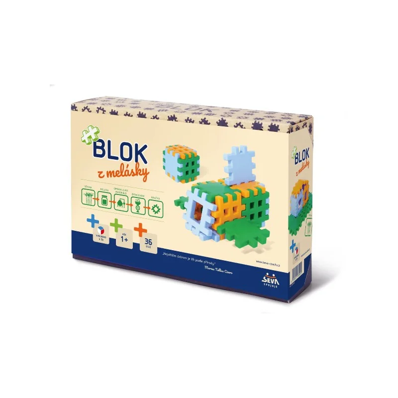 SEVA Stavebnica Blok z melásky 36ks v krabici 22x15x6cm 12m + 