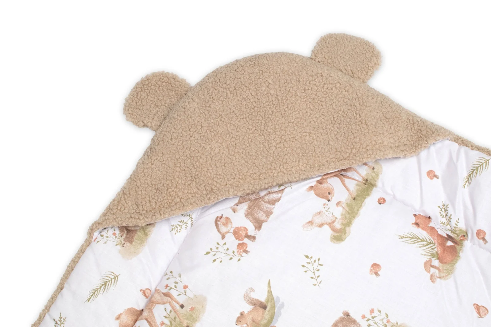 Baránková zavinovačka s kapucňou bavlna/baránok, Teddy - Srnka béžová, hnědá