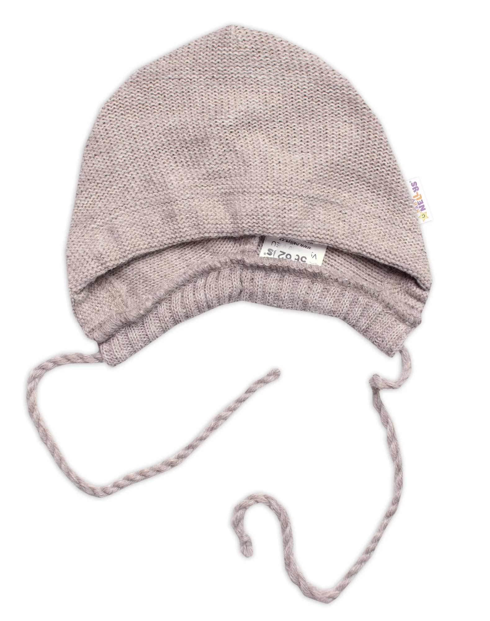 Pletená čiapočka na zaväzovanie bonetka Boy, Hand Made Baby Nellys, bežová