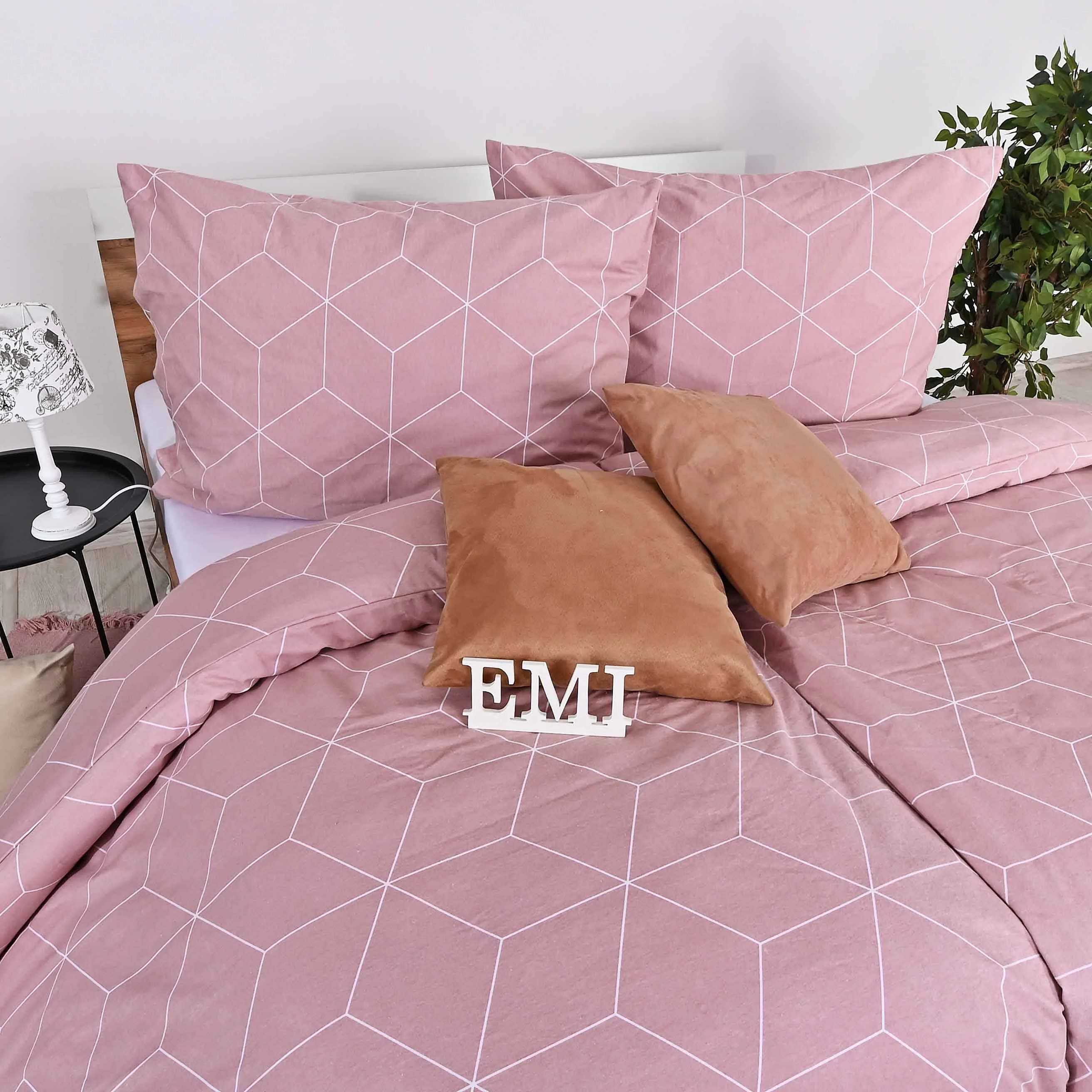 EMI Flanelové posteľné obliečky Alya rosa 140x200 cm, 70x90 cm 1×1set, posteľné obliečky