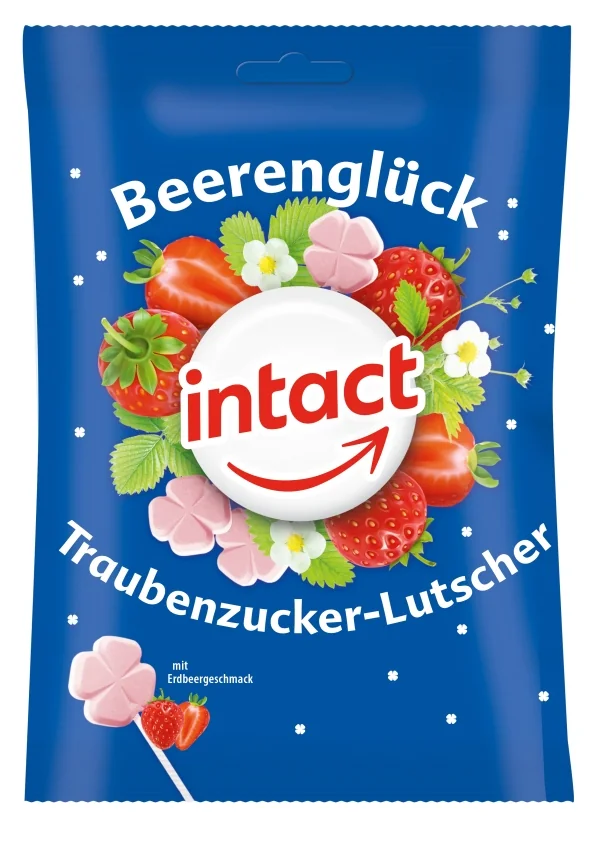 INTACT jahodové lízatká hroznový cukor 10 ks
