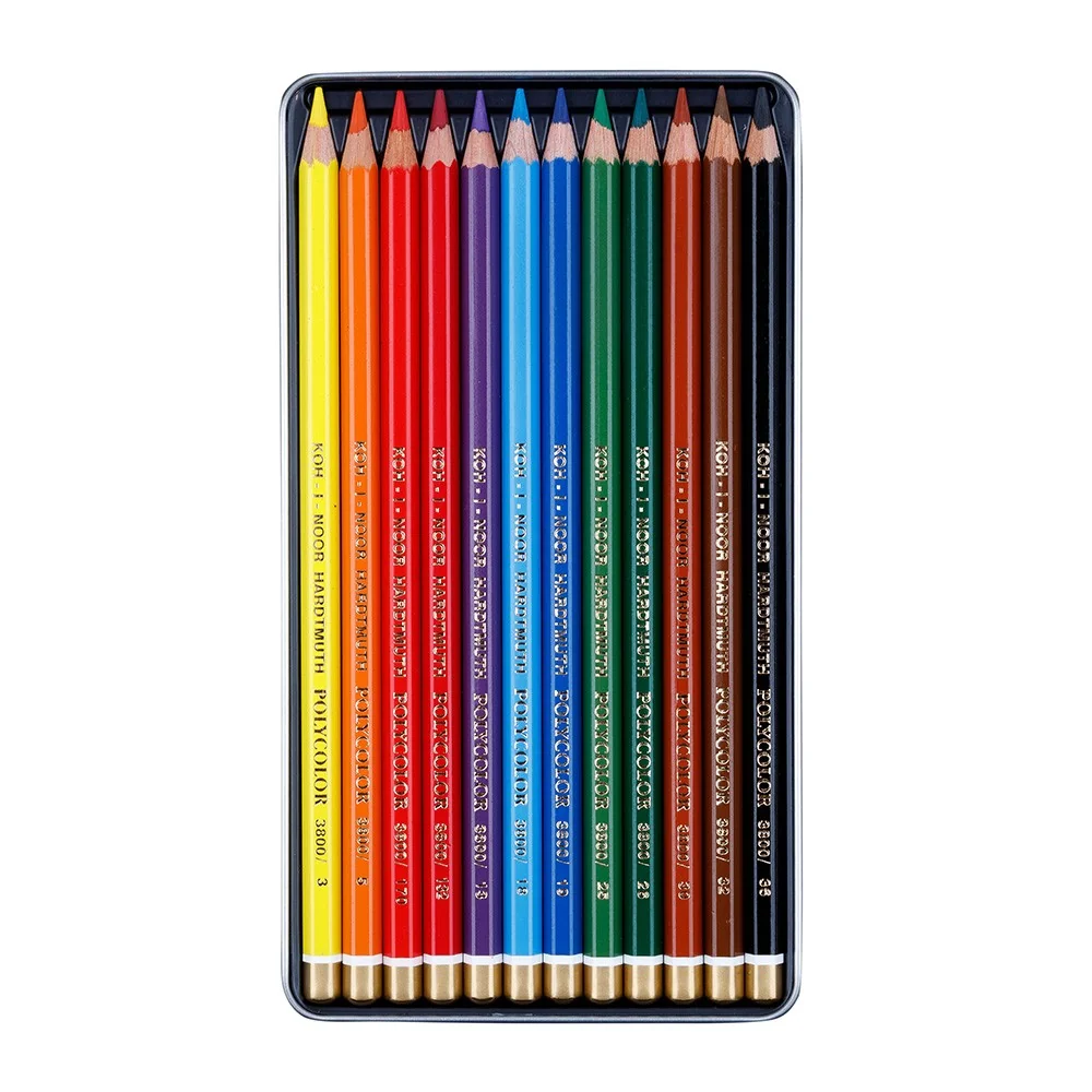 Umelecké pastelky POLYCOLOR v plechu, 12 ks Sada 12 farieb