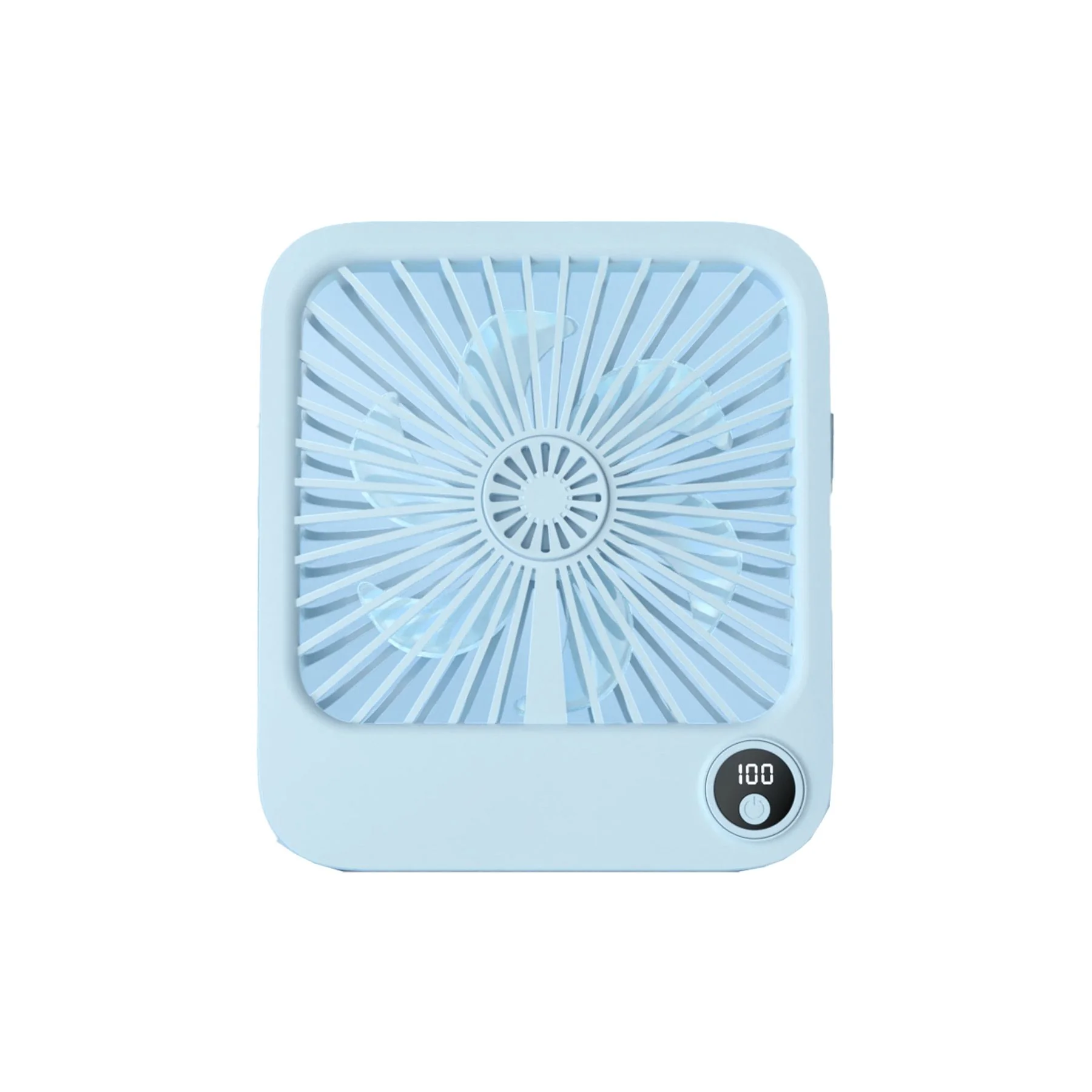 Stolový ventilátor s nastaviteľným stojanom a displejom, modrý