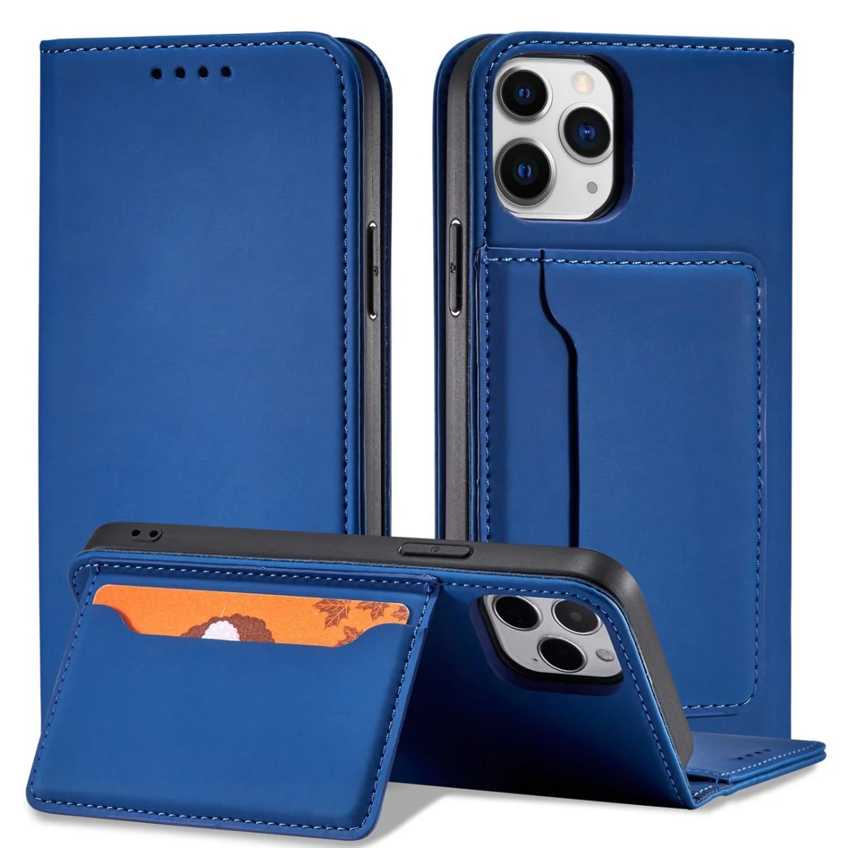 MG Magnet Card knižkové kožené puzdro na iPhone 12 Pro, modré