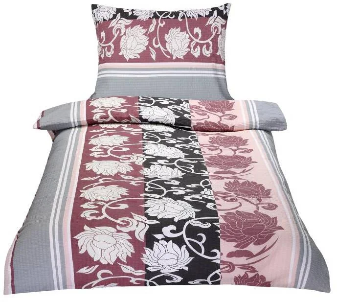 Obliečky krep 80/949 šedoružová pivónia 140x220, 70x90 1×1 ks, obliečky