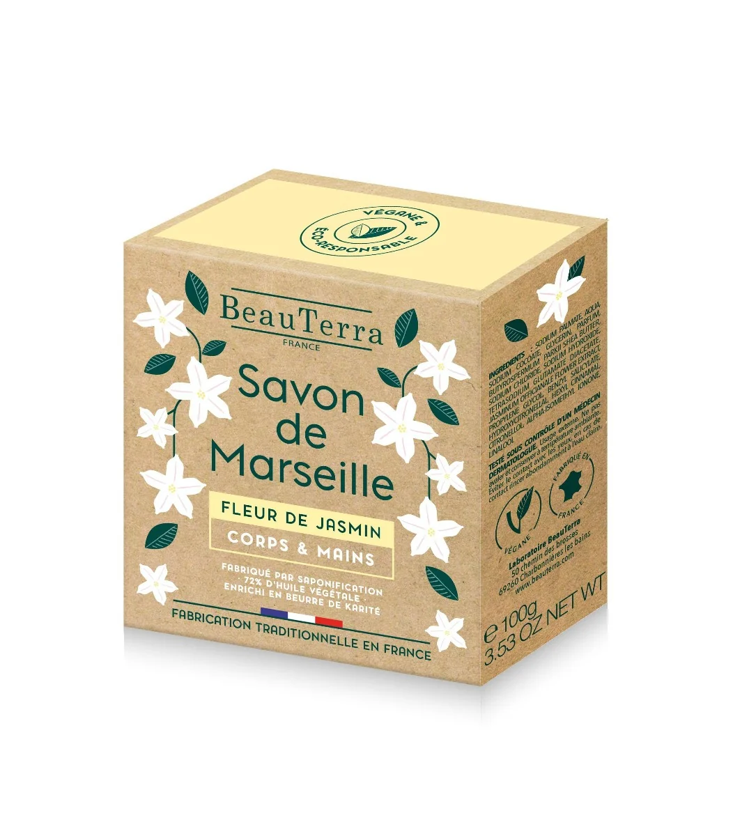 Marseillské tuhé mydlo - Jazmínový kvet - 100g 1×100 g, tuhé mydlo