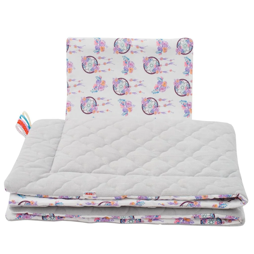 Obojstranný Set z Velvet do kočíka New Baby lapač snov sivý ,