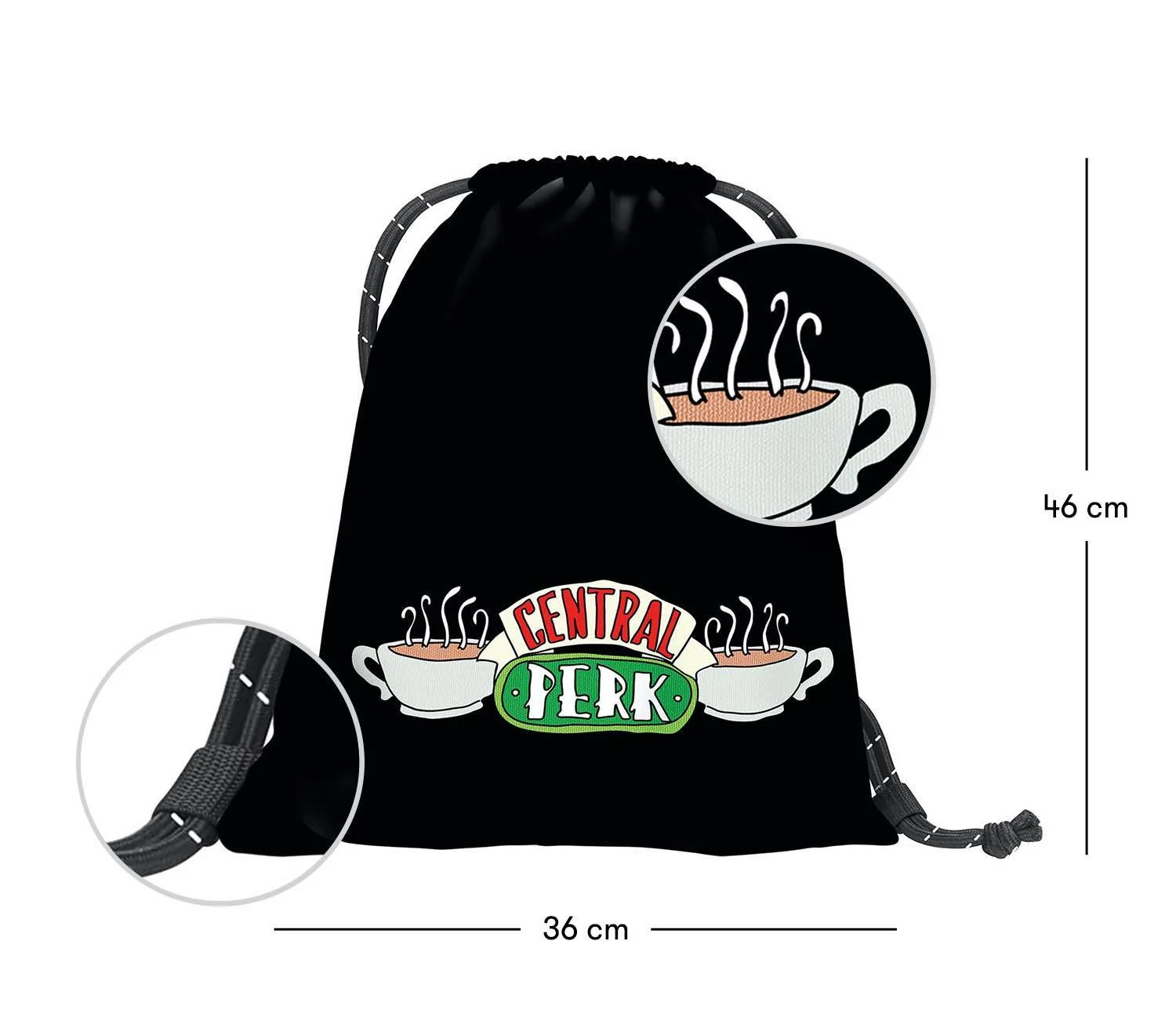 Vrecko Friends Central Perk biele, bavlnené