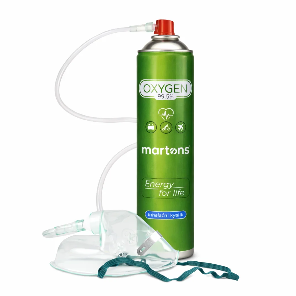 Martons Oxygen Inhalačný Kyslík O2 99,5 % 1×1 ks, inhalačný kyslík 14 l + maska s hadičkou