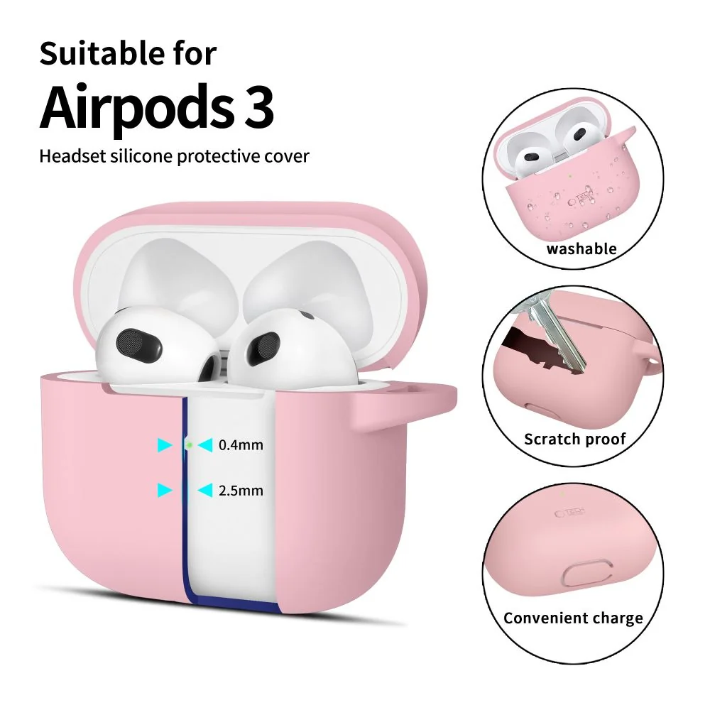 Tech-Protect Silicone Hook puzdro na Apple AirPods 3, ružové