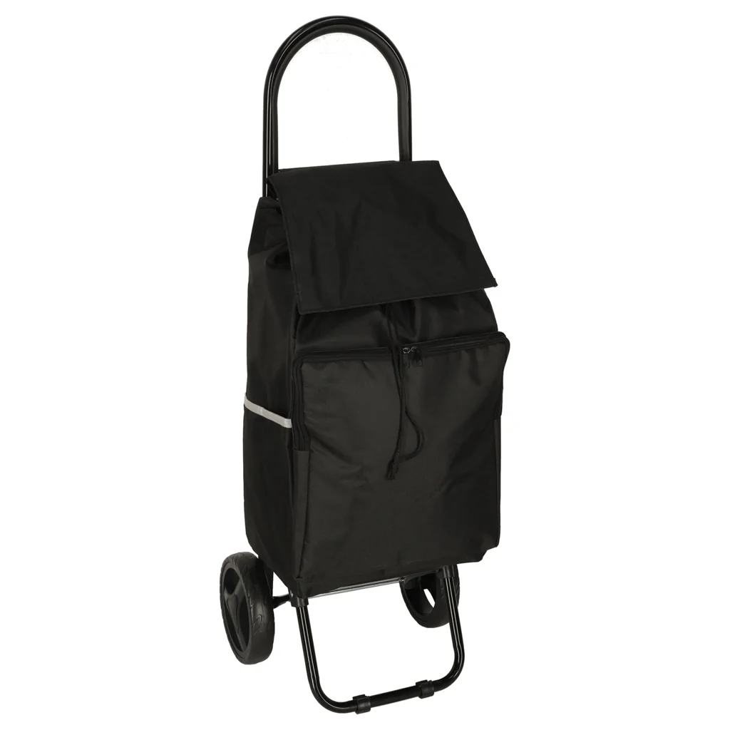 Nákupný vozík na kolieskach 95 cm čierny s termo vreckom 34 l 30 kg