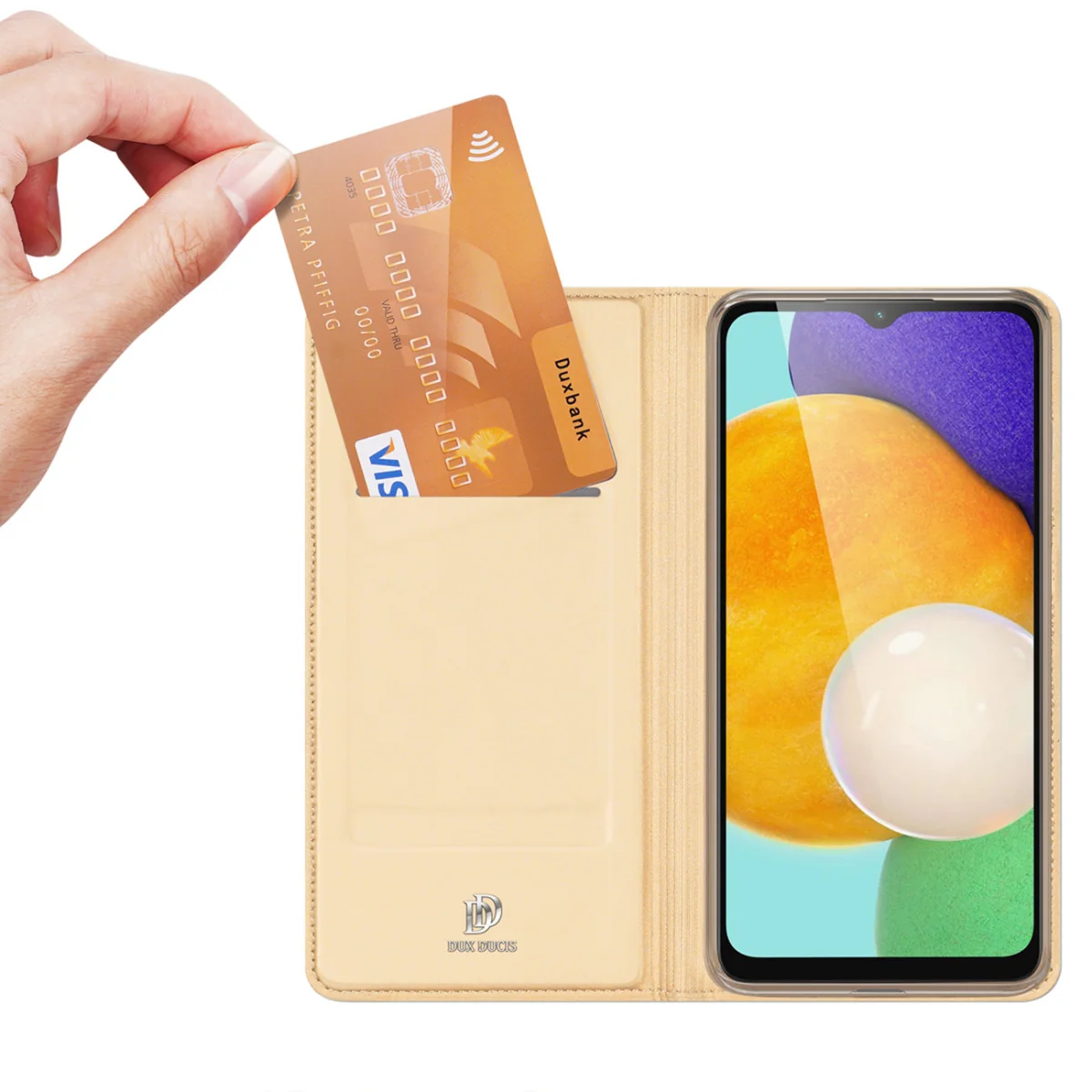Dux Ducis Skin Pro knižkové puzdro na Samsung Galaxy A14 5G, zlaté