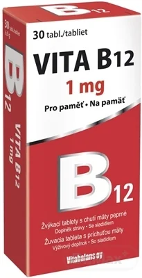 Vitabalans VITA B12 1 mg 1×30 tbl, B12 vo forme žuvacích tabliet