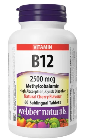 WEBBER NATURALS Vitamín B12 2500 mcg Methylkobalamín 60 tbl