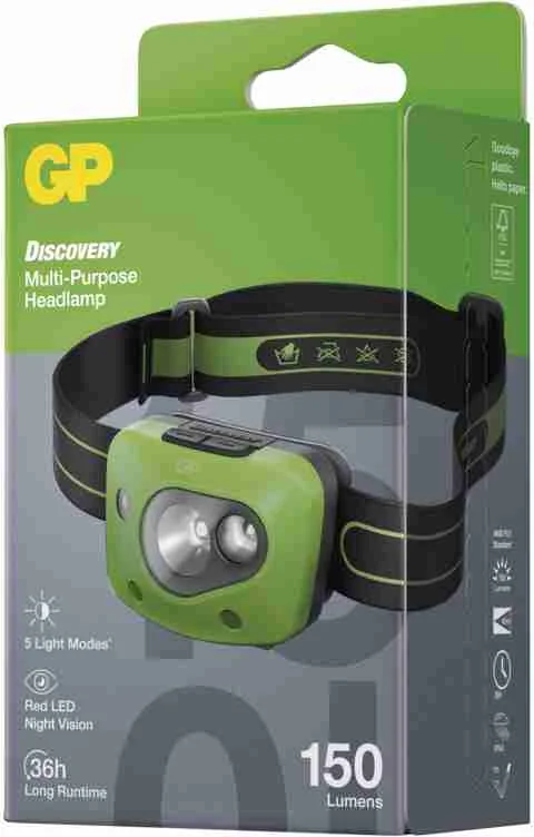 LED čelovka GP Discovery CH43, 150 lm 1×1 ks, LED čelovka