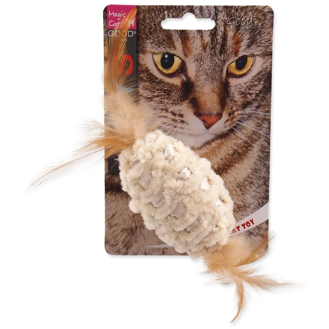 Hračka Magic Cat loptička ženilkový s pierkami a catnipom mix 20cm