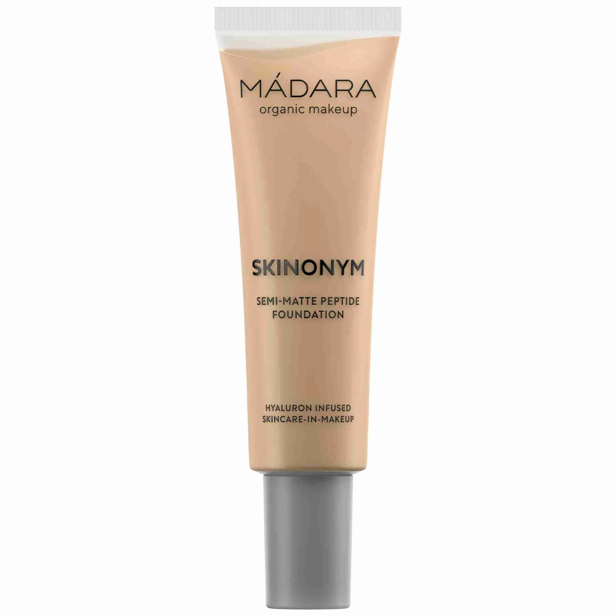 MÁDARA SKINONYM Polomatný Make-up s peptídmi Sand 1×30ml, Prírodný certifikovaný make-up