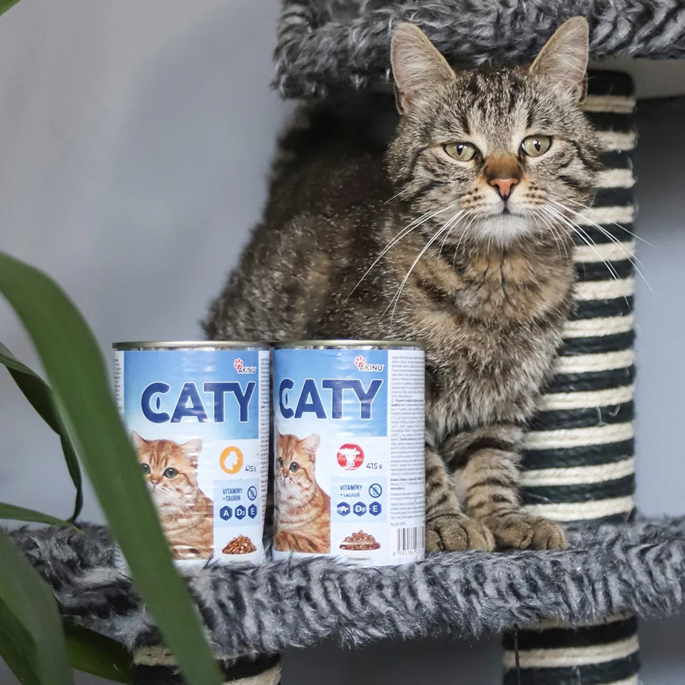 Akinu CATY Hydinové kúsky v omáčke v konzerve pre mačky 14 x 415 g