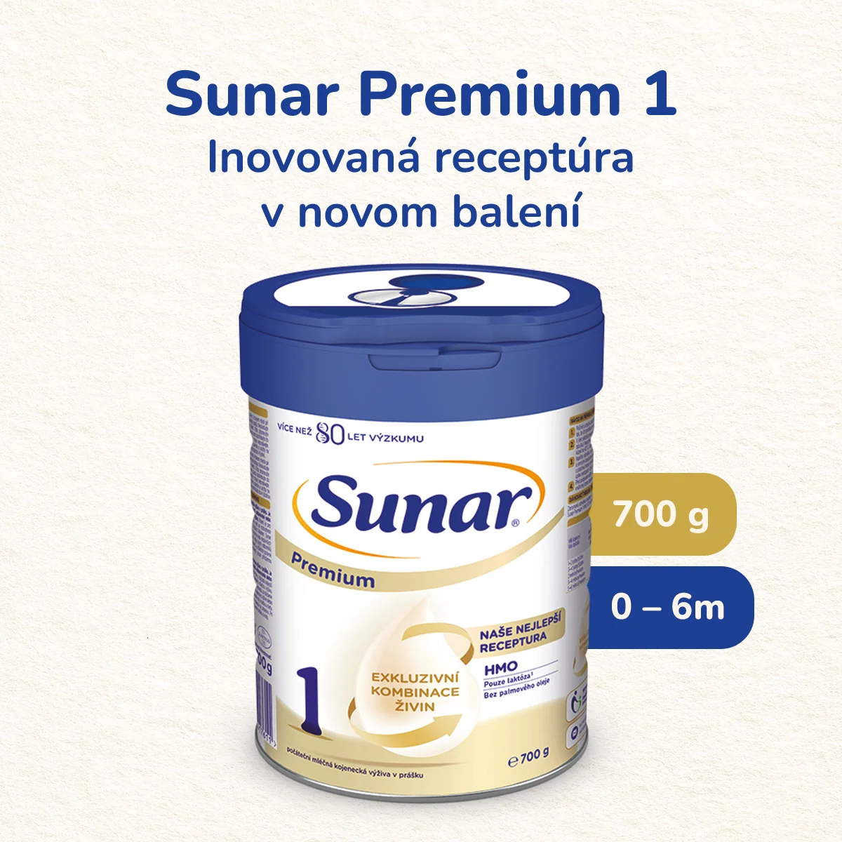 Sunar Premium 1 HMO Počiatočná Dojčenská Mliečna Výživa V Prášku 1×700 g, dojčenské mlieko, od narodenia