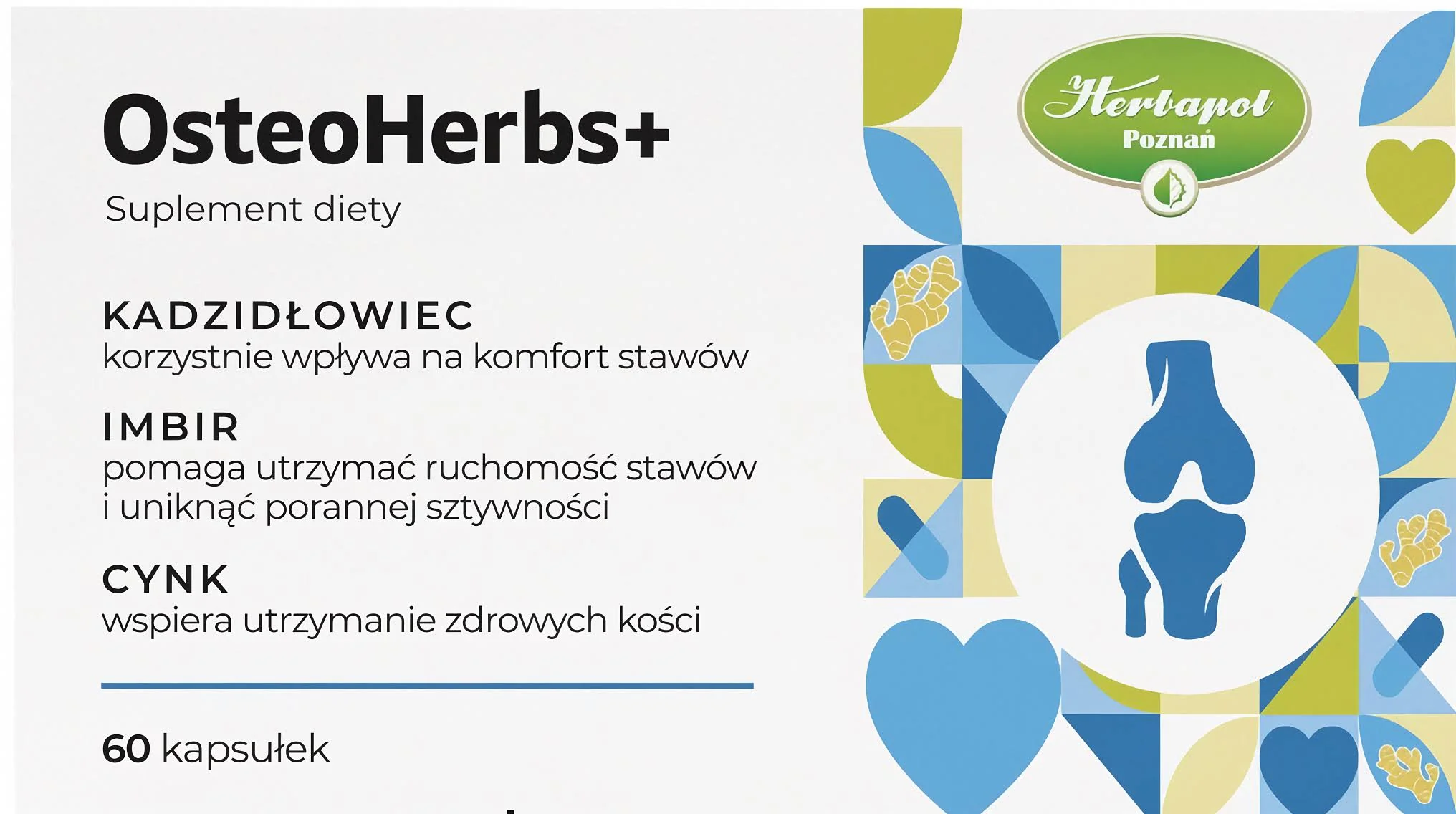 Herbapol OsteoHerbs+ s boswelliou a ďumbierom 60 kapsúl so zinkom