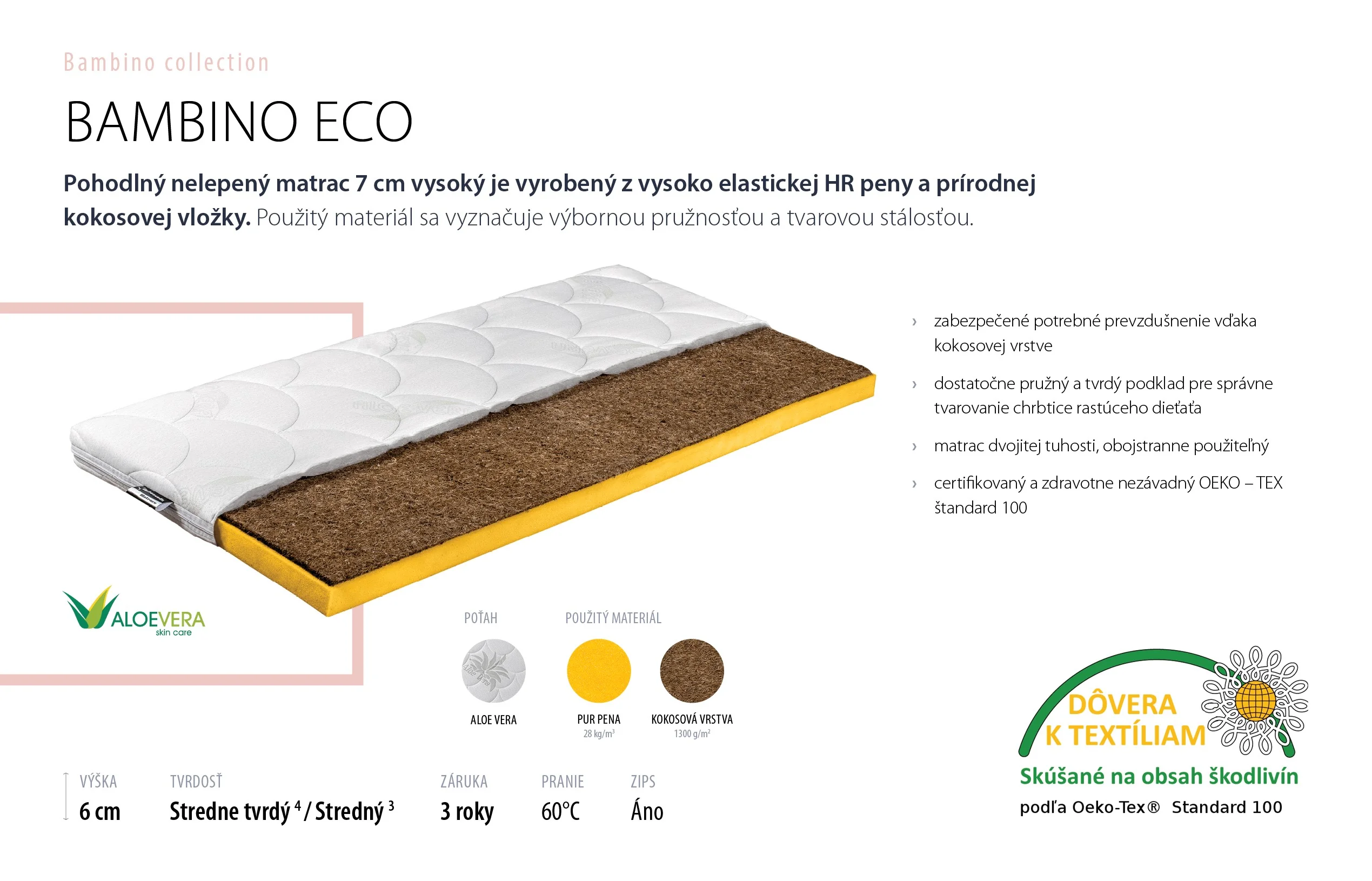 BENAB BAMBINO ECO 120x60cm 120x60 Detský matrac 1×1 kus, detský matrac, 120x60
