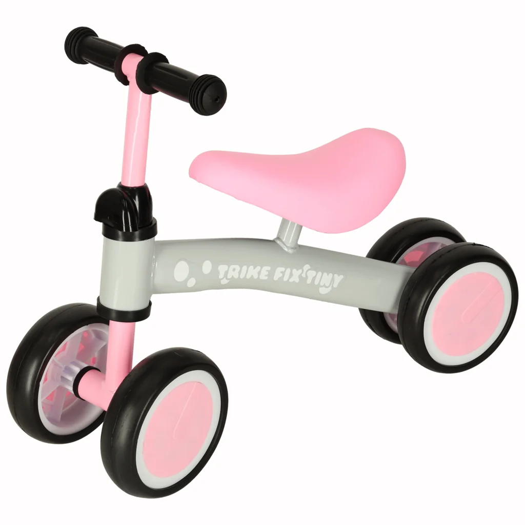 Odrážadlo Trike Fix Tiny 3v1 – ružovo-sivé, 4 kolesá (2+)