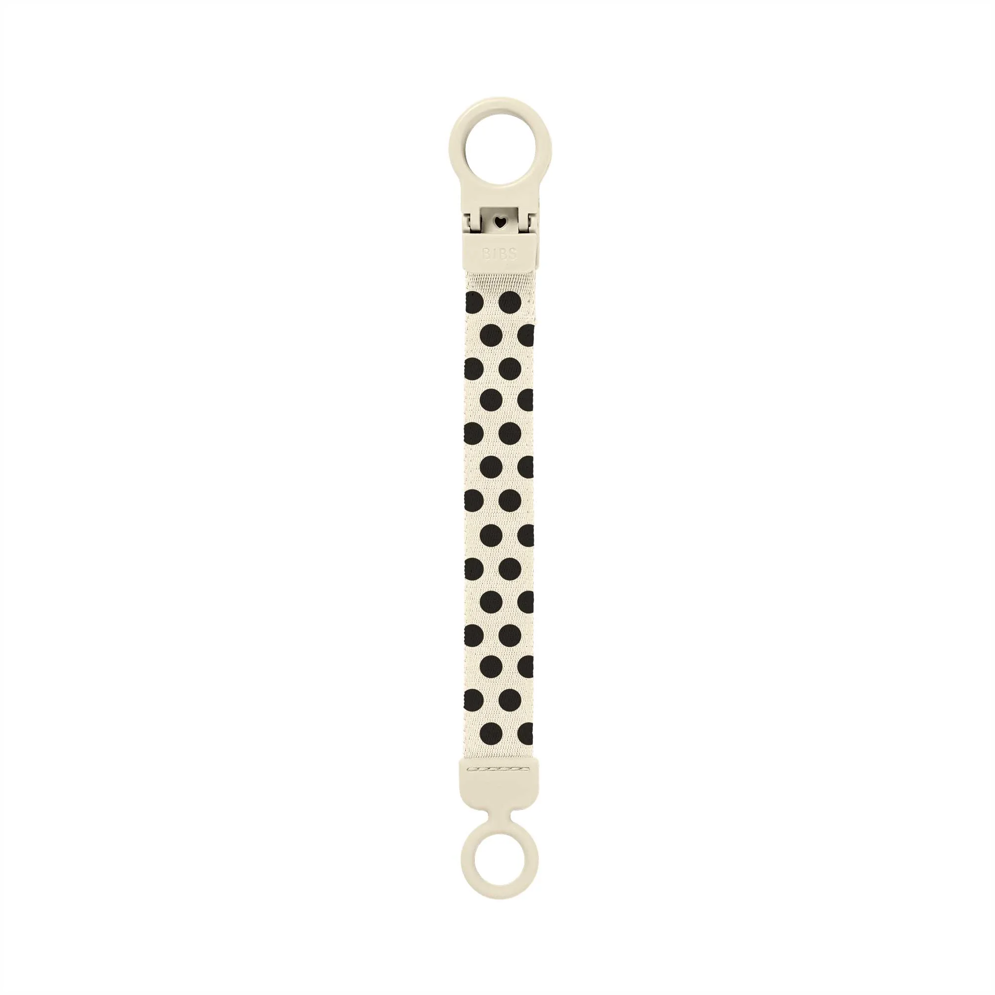 BIBS STUDIO Polka Loop klip na cumlík Ivory / Black