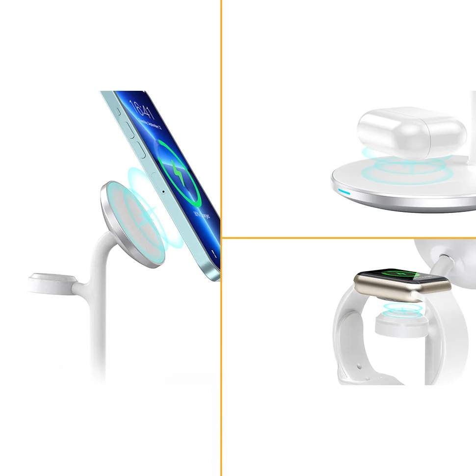 Choetech T585 MagSafe bezdrôtová nabíjačka na mobil / Apple Watch / Ai rpods, biela