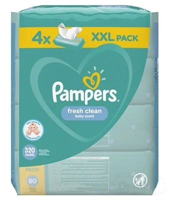 Pampers Wipes 320ks (4x80) Fresh clean 1×320 ks, vlhčené obrúsky
