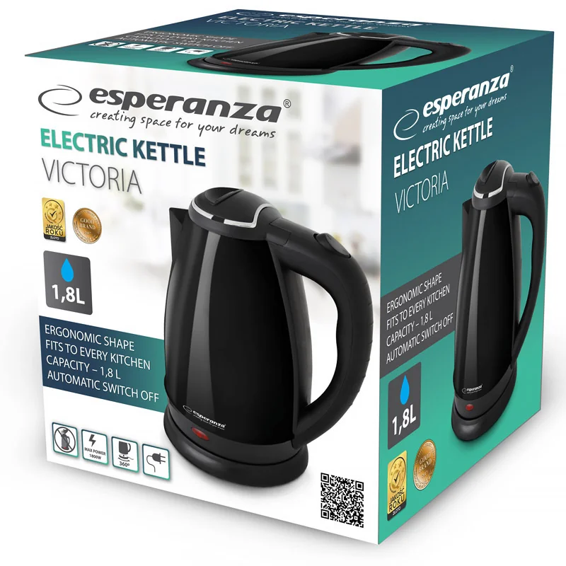Kanvica rýchlovarná ESPERANZA EKK113K VICTORIA ČIERNA 1,8L