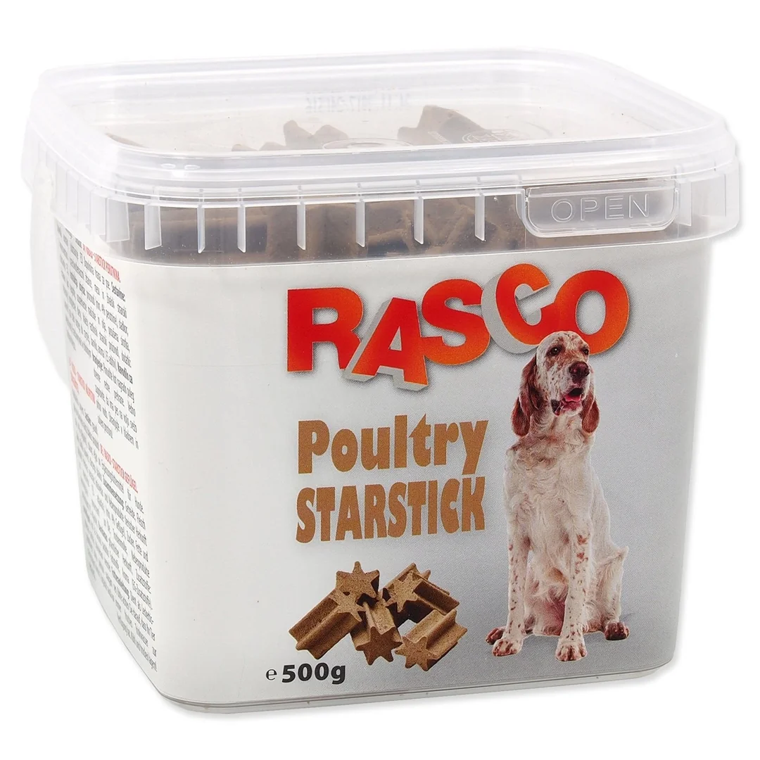 Pochúťka Rasco tyčinky hydinové v tvare hviezdy 2,5cm 500g