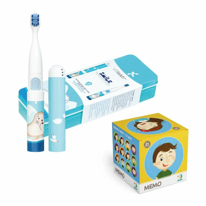 VITAMMY SMILE detská sonická zubná kefka Mrož + DODO MEMO pexeso, od 3 rokov 