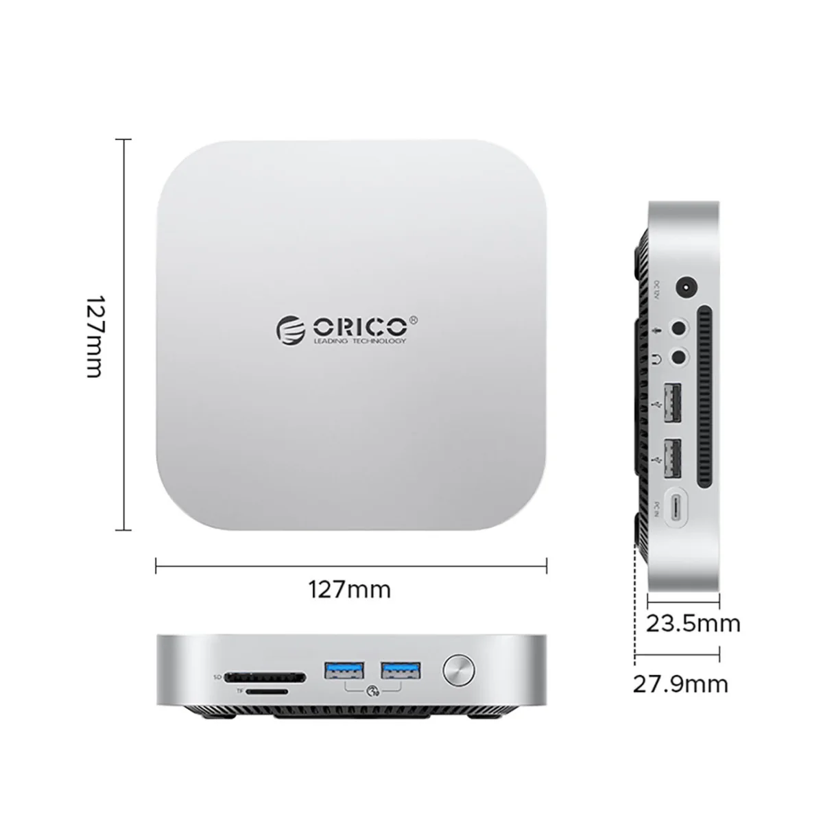 Orico MiniLink 9in1 USB-C HUB adaptér / dokovacia stanica M.2 SSD, strieborná ieborná