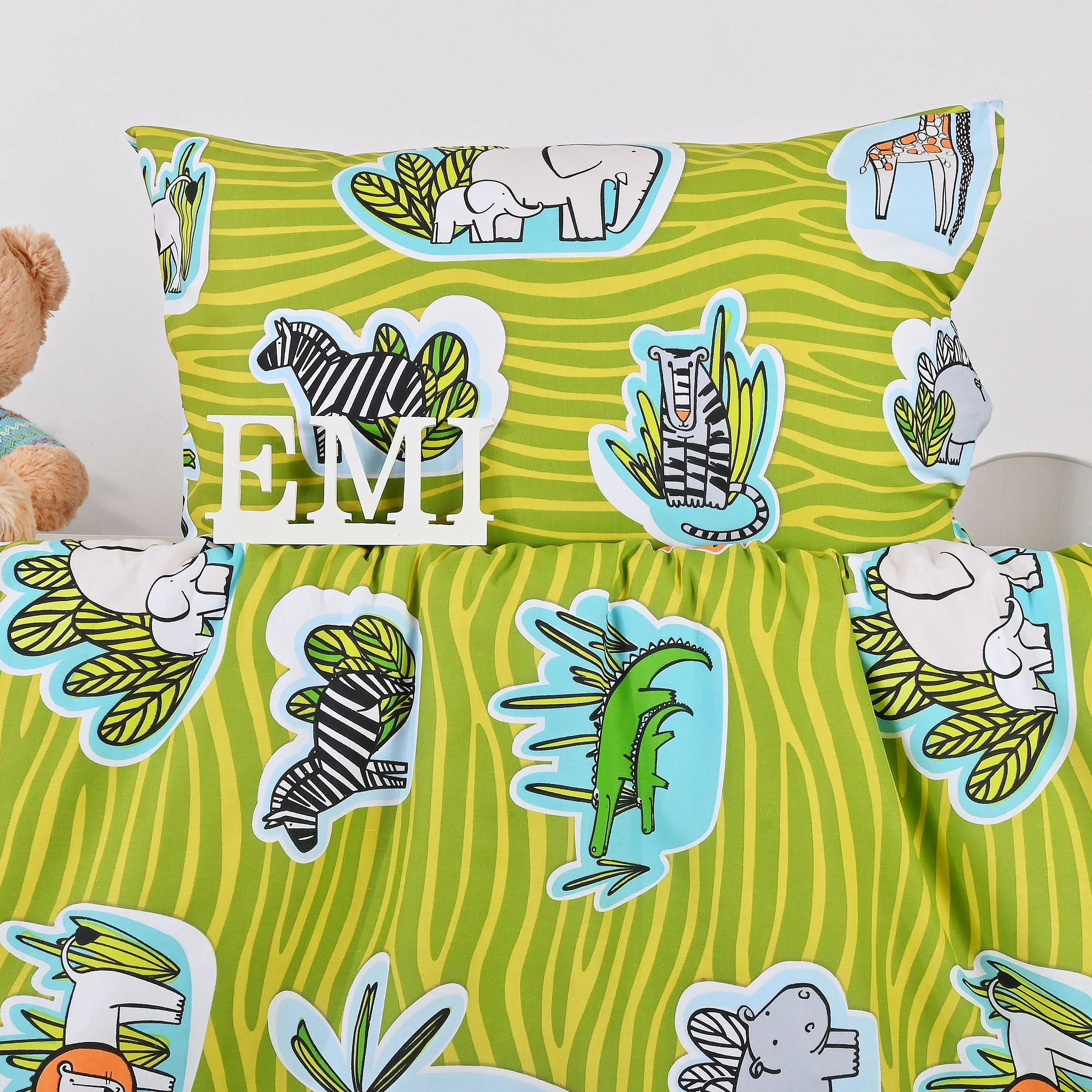 EMI Obliečky detské Jungle zelené 90x130 cm, 45x65 cm 1×1set, detské posteľné obliečky