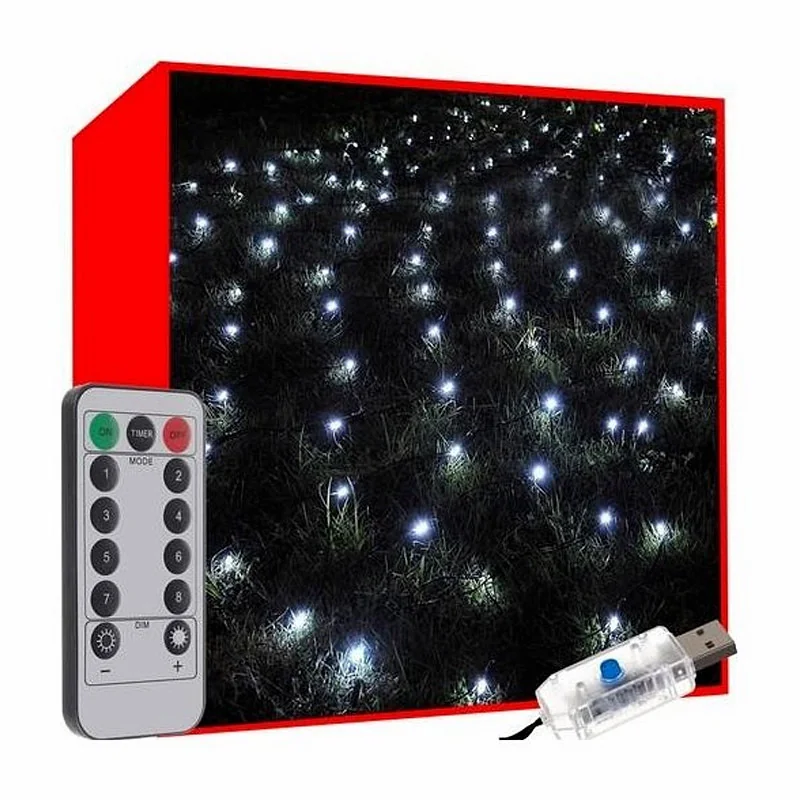 Vianočná súprava LED SIEŤ 160ks 2x2,6m studená biela IP44 8 programov